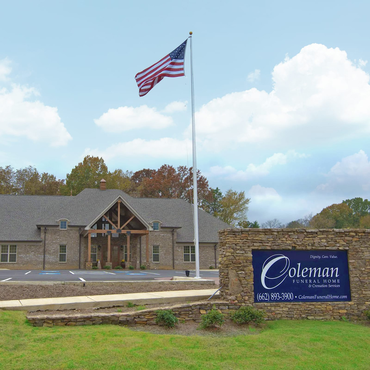 Exterior view of Coleman Funeral Home of Olive Branch